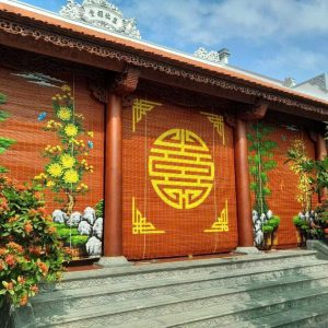 Alternative view of Mành tre nắng mưa có họa tiết