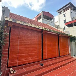Mành tre nắng mưa không họa tiết đỏ 02